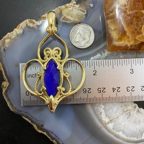 Carolyn Pollack Sterling Silver & Gold Plated Lapis Doublet Enhancer Pendant - Picture 9 of 10